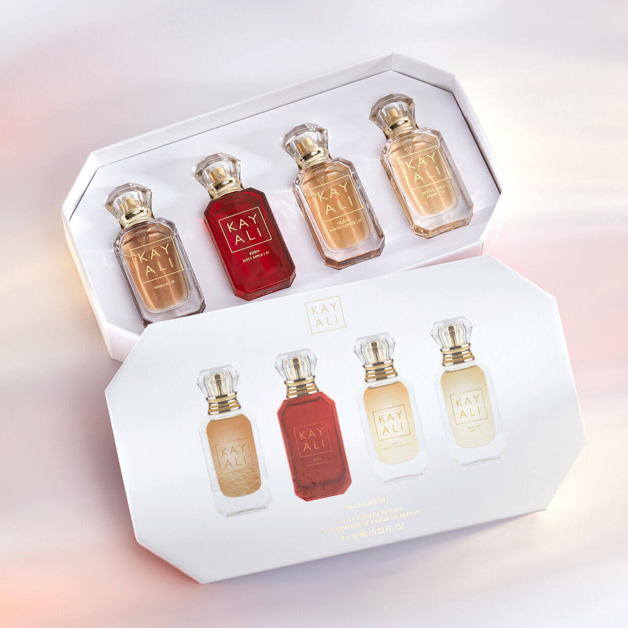 Shop Huda Beauty limited edition miniature perfume gift set for her available at Heygirl.pk for delivery in Pakistan