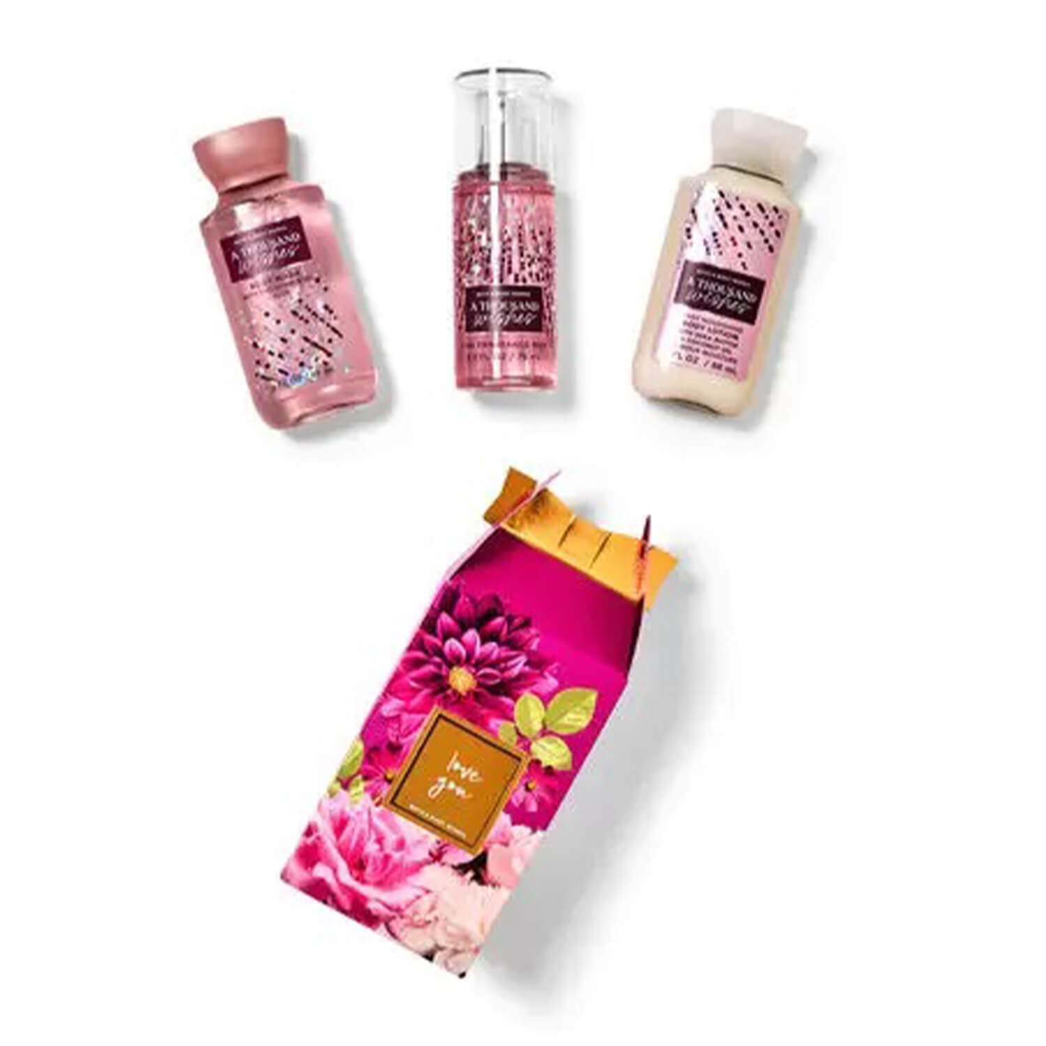 shop bath and body travel gift set for her in thousand wishes fragrance available at Heygirl.pk for delivery in Pakistan