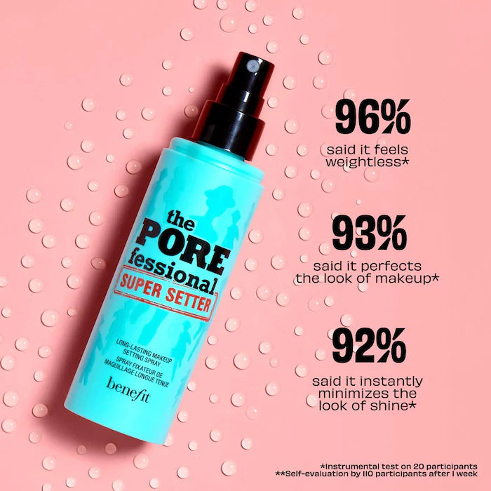 image showing benefits of using Benefit POREfessional Makeup Setting Spray available at Heygirl.pk for delivery in Karachi, Lahore, Islamabad across Pakistan.