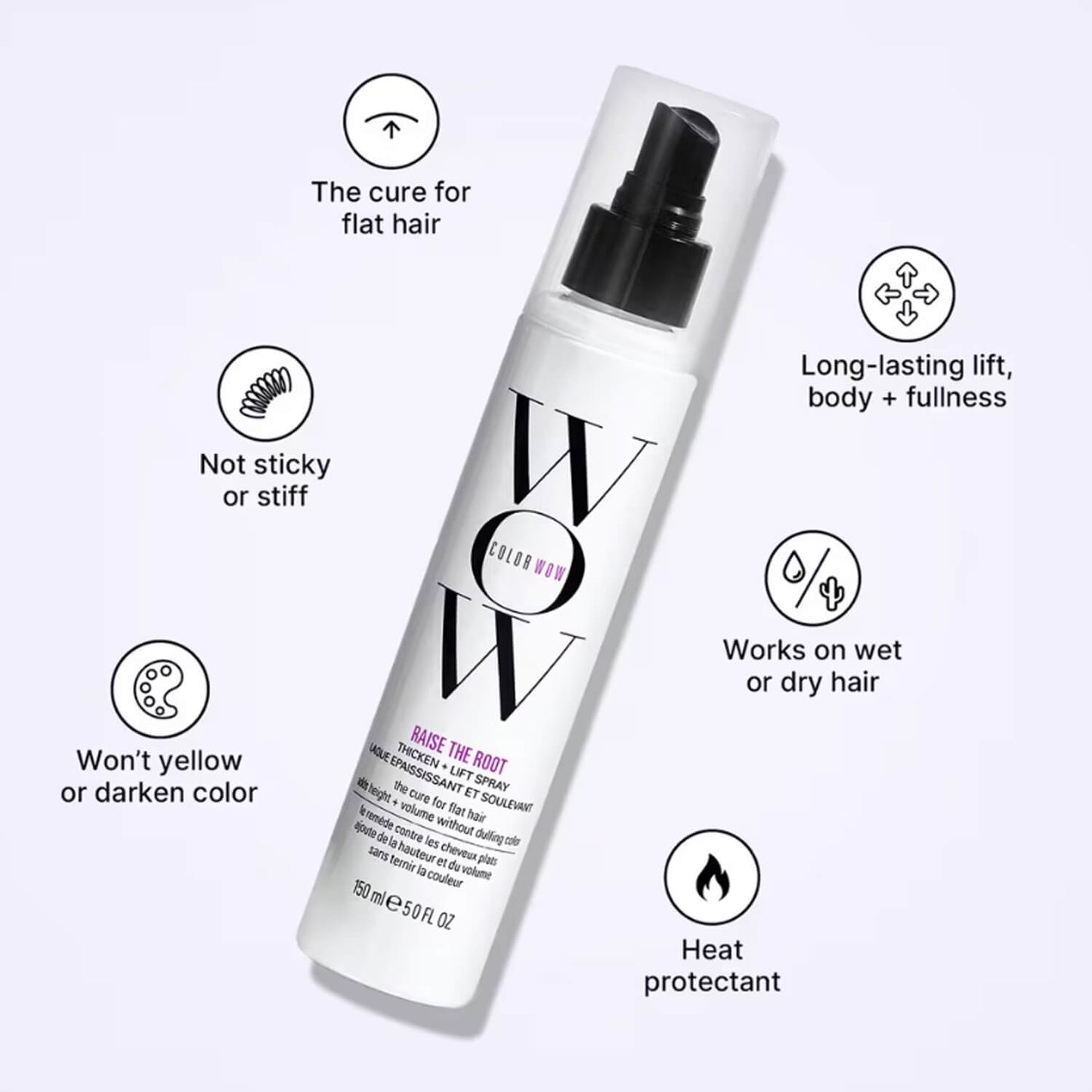 image showing benefits of using Color Wow raise the root thicken spray for hair volume available at Heygirl.pk for delivery in Pakistan