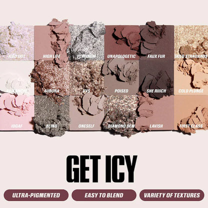 swatch image of Huda Beauty Icy Nude Eyeshadow Palette for her available at Heygirl.pk for delivery in Pakistan. 