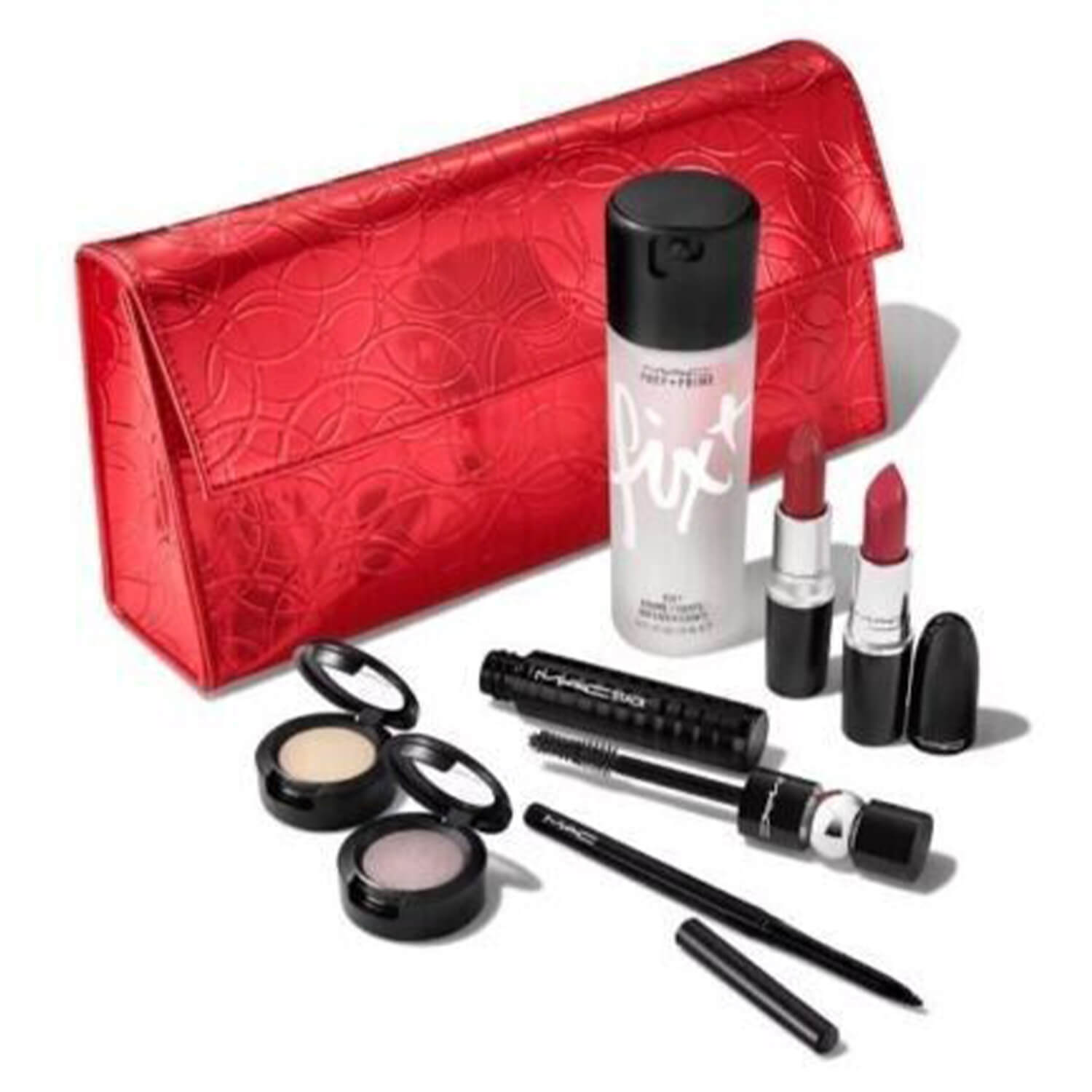 MAC Makeup Gift Set with Russian Red lipstick, Rose Pigment, Strobe Cream &  Bag | eBay