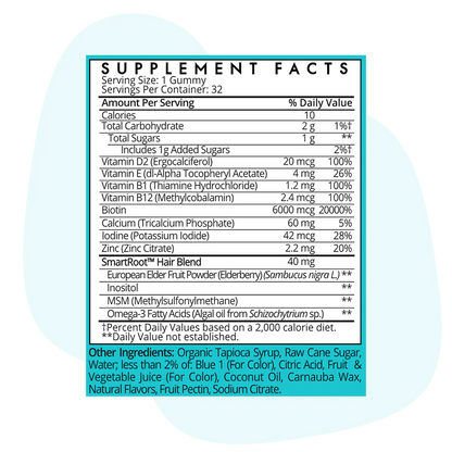 image showing nutrition information of SugarBearPRO Hair Vitamin Halal Gummiesfor longer hair available at Heygirl.pk for delivery in Pakistan