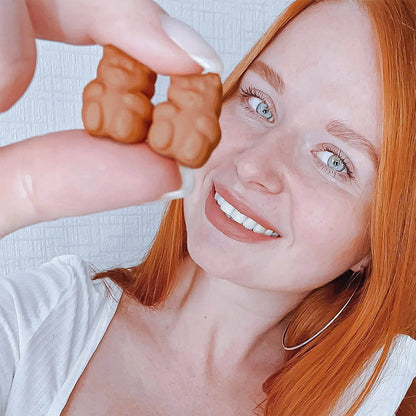 image showing happy girl with Sugarbear Pro Women's Multi-Vitamin Halal Gummies available at Heygirl.pk for delivery in Pakistan. 